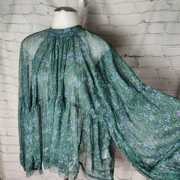 Free People Sweet Heart Top in Emerald Combo Size Small NWT - Picture 2 of 7